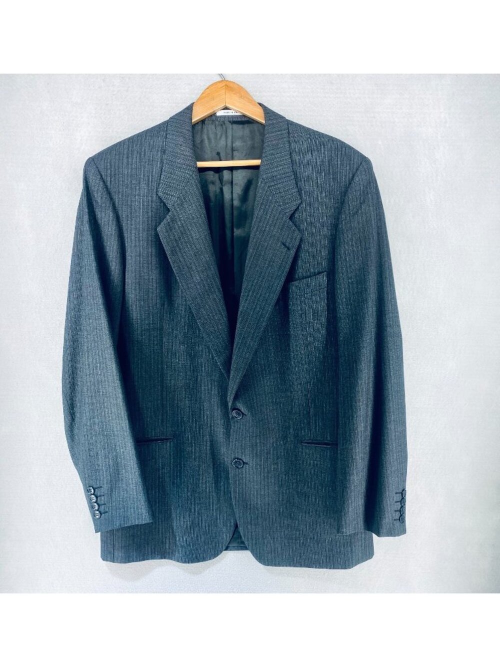 Vintage Saint Laurent Blazer Mens 42L Gray Wool Pinstripe Sport Coat Jacket